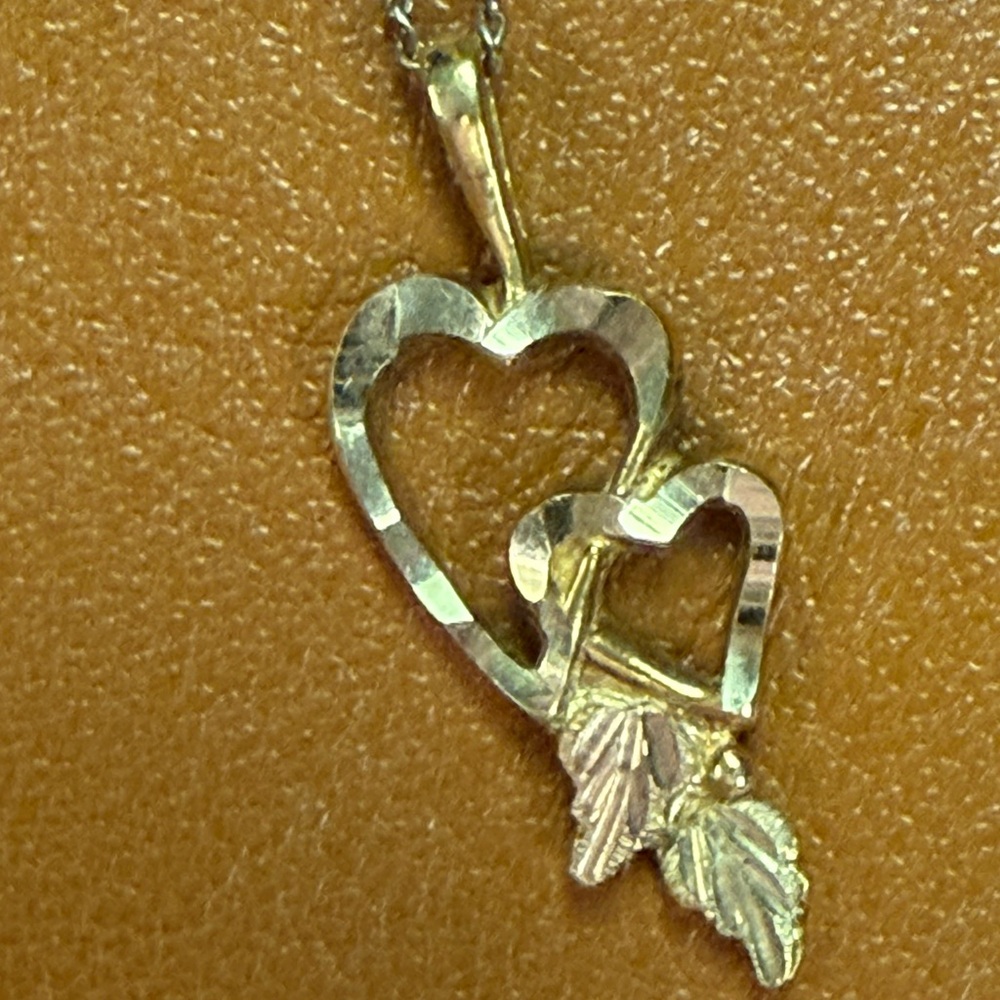 ⭐️Black Hills Gold 10K 12K & RGC? Stamped Heart Pendant Necklace